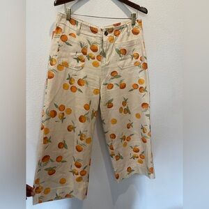 Women’s Large Orange Fruit Print Jean Pants